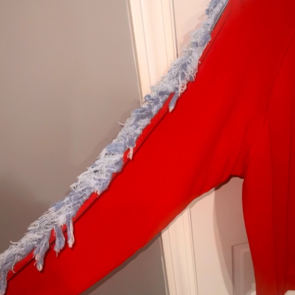 Handmade detailed Denim fringed sweatshirt Boho Western - Picture 4 of 7